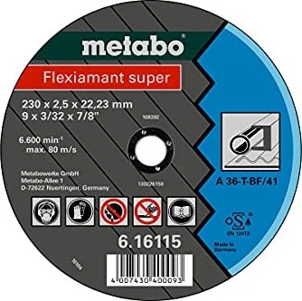 Metabo Flexiarapid Super Stahl A 36-T Trennscheibe gerade, 230x2.5x22.23mm, 25 Stück