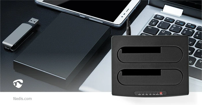 Nedis Dual Bay HDD Docking Station, 2x 2.5"/3.5", USB-B 3.0