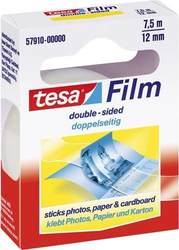 tesa tesafilm doppelseitig transparent, Klebeband, 12mm/7.5m, 1 Stück