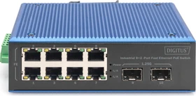 Digitus DN-65 Industrial Railmount Switch, 8x RJ-45, 1x SFP, 240W PoE+ (DN-651147)