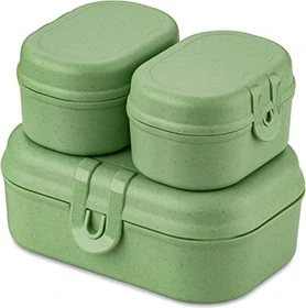 koziol Pascal Ready Mini Lunchbox und Besteck Geschirrset nature leaf green