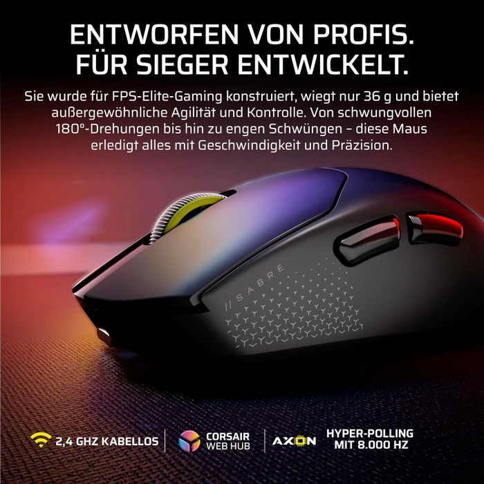 Corsair Sabre v2 Pro Ultralight Wireless, weiß, USB