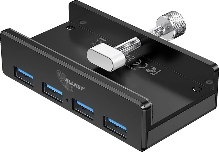 Allnet USB 3.0 4 Port Clip Hub, schwarz, 4x USB-A 3.0, USB-A 3.0 [Buchse]