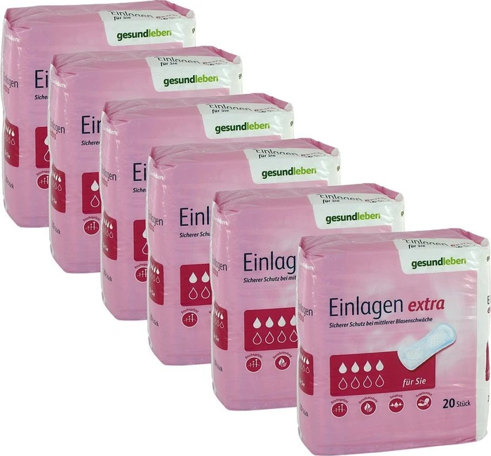 Gesundleben Einlagen extra Hygieneeinlage, 120 Stück (6x 20 Stück)