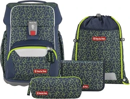 Step by Step Basis Green Geometric Schultaschen-Set, 4-tlg.