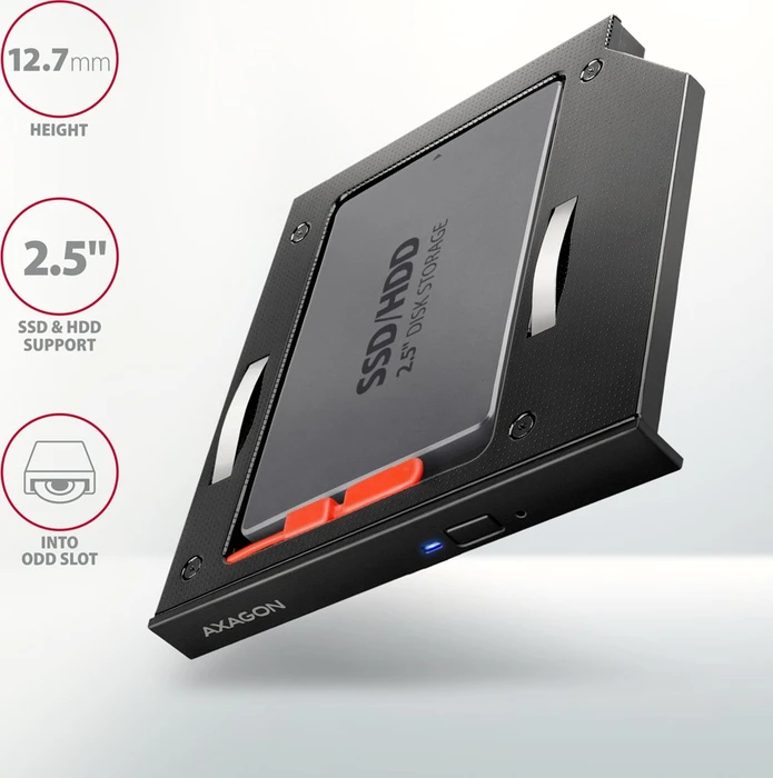 Axagon 2.5" auf 5.25" SlimLine, 12.7mm Bauhöhe, Einschubadapter