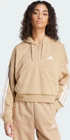 adidas Essentials 3-Streifen French Terry Quarter-Zip Hoodie warm sandstone/white (Damen)