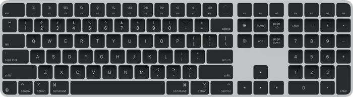 Apple Magic Keyboard mit Touch ID und Ziffernblock für Mac mit Apple Chip (USB-C), schwarz/silber, USB/Bluetooth, US