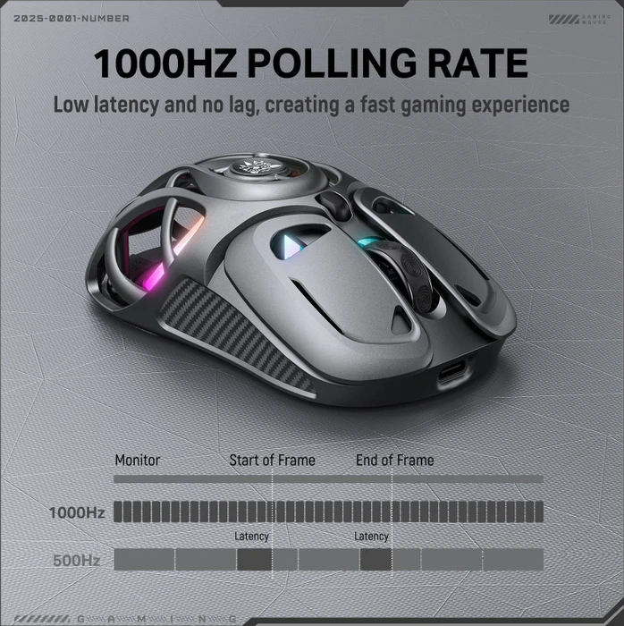 Onikuma DM02 Tri-Mode Wireless Gaming Mouse grau, USB/Bluetooth