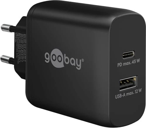 Wentronic Goobay USB-C PD GaN Dual-Schnellladegerät (45W) schwarz
