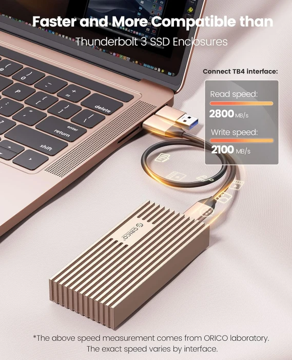 Orico 40Gbps USB4 NVMe Enclosure, Rose Gold, USB4