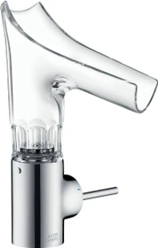 Hansgrohe Axor Starck V 140 Waschbeckenarmatur mit facettenschliff Glasauslauf edelstahloptik