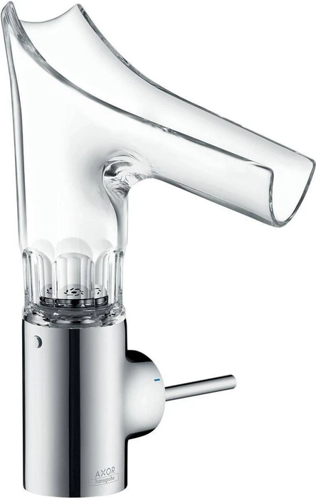 Hansgrohe Axor Starck V 140 Waschbeckenarmatur mit facettenschliff Glasauslauf edelstahloptik