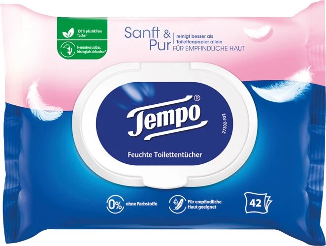 Tempo Sanft & Pur feuchte Toilettentücher, 42 Stück
