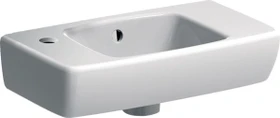 Geberit Renova Compact Handwaschbecken verkürzte Ausladung mit Ablagefläche 45cm, Hahnloch links, mit Überlauf, weiß/KeraTect