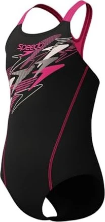Speedo Medley Medalist mit Logo Badeanzug schwarz/pink (Junior)