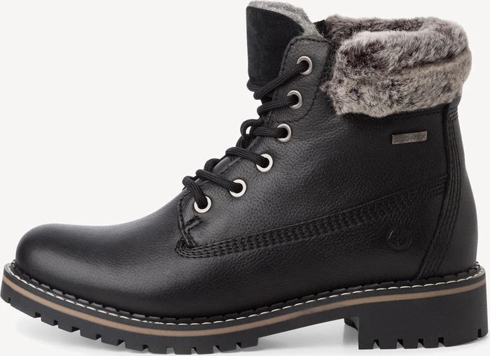 Tamaris Kurzschaft-Stiefelette black lea/fur (Damen)
