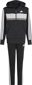 adidas Seasonal Essentials Tiberio 3-Streifen Fleece Trainingsanzug black/white/grey two (Junior)