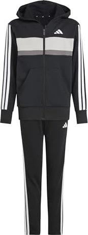 adidas Seasonal Essentials Tiberio 3-Streifen Fleece Trainingsanzug black/white/grey two (Junior)