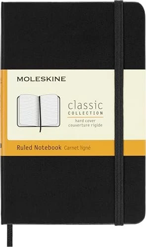 Moleskine Klassik Notizbuch, 90x140mm, liniert, fester Einband Pocket, schwarz, 192 Blatt