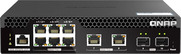 QNAP QSW-M2100R Desktop 2.5G Smart Switch, 8x RJ-45, 2x SFP+, 310W PoE++