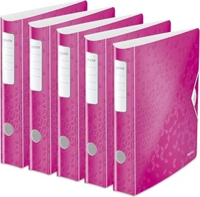 Leitz Qualitäts Ordner 2-Ring 180° Active WOW, 65mm, A4, pink, 5er-Pack