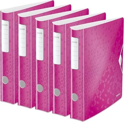 Leitz Qualitäts Ordner 2-Ring 180° Active WOW, 65mm, A4, pink, 5er-Pack