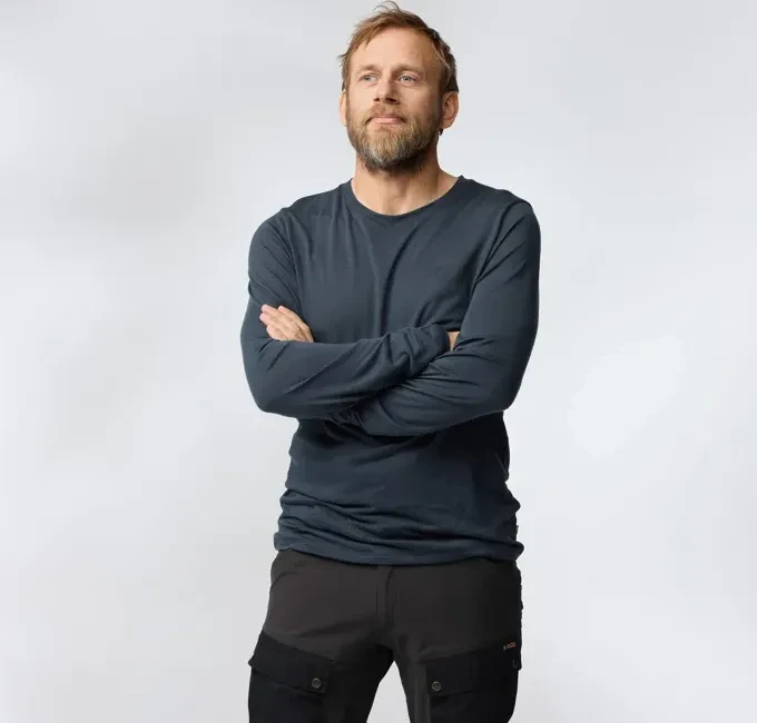 Fjällräven Abisko Wool Funktionsshirt langarm dark navy (Herren)