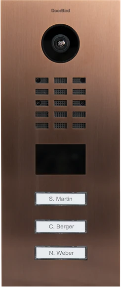 DoorBird D2103V IP Video Türstation mit 3 Ruftasten Bronze, Edelstahl V2A, gebürstet
