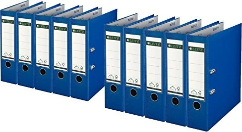 Leitz Qualitäts Ordner 2-Ring 180° Plastik, 80mm, A4, nachtblau, 10er-Pack