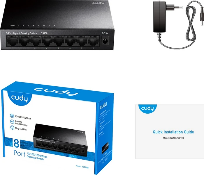 Cudy GS100 Series Desktop Gigabit Switch, 8x RJ-45