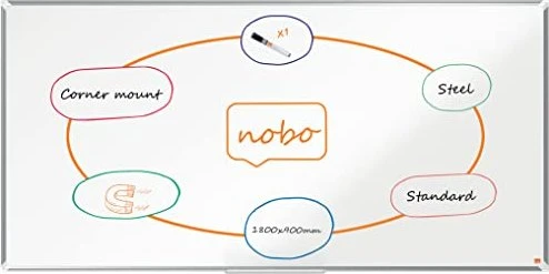 Nobo Whiteboard Premium Plus, Stahl, weiß, 90x180cm