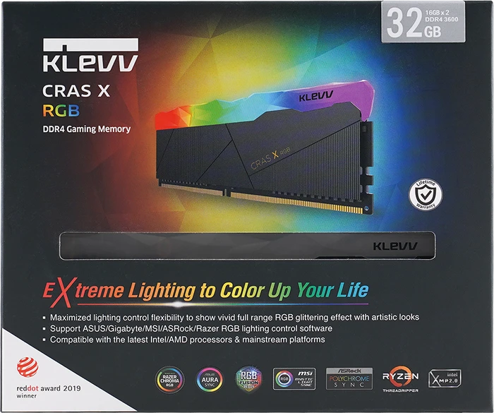 Klevv Cras X RGB UDIMM 32GB Kit, DDR4-3200, CL16-18-18-38