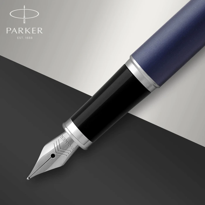Parker IM matte blue lacquer/chrome trim, rechte Hand, mittel, Geschenkbox
