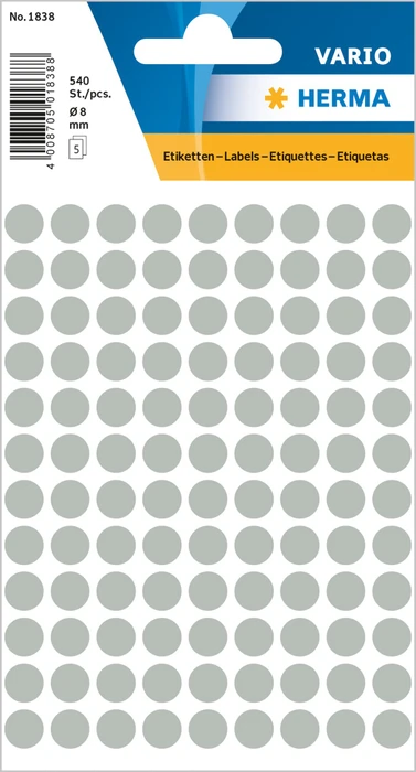 Herma Markierungspunkte 8mm grau, 5 Blatt, 10er-Pack