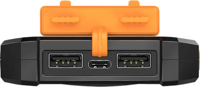 LogiLink Solar Powerbank 8000mAh Taschenlampe 2x USB-A schwarz/orange