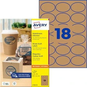 Avery-Zweckform Etiketten oval, 63.5x42.3mm, braun, 25 Blatt (450 Etiketten)
