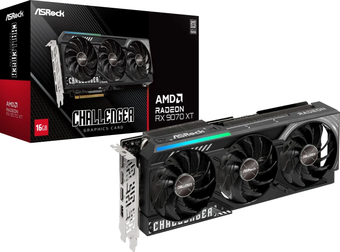 ASRock Radeon RX 9070 XT Challenger 16GB, RX9070XT CL 16G, 16GB GDDR6, HDMI, 3x DP