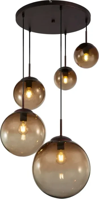 Globo Varus Hängeleuchte 5-flammig amber/braun
