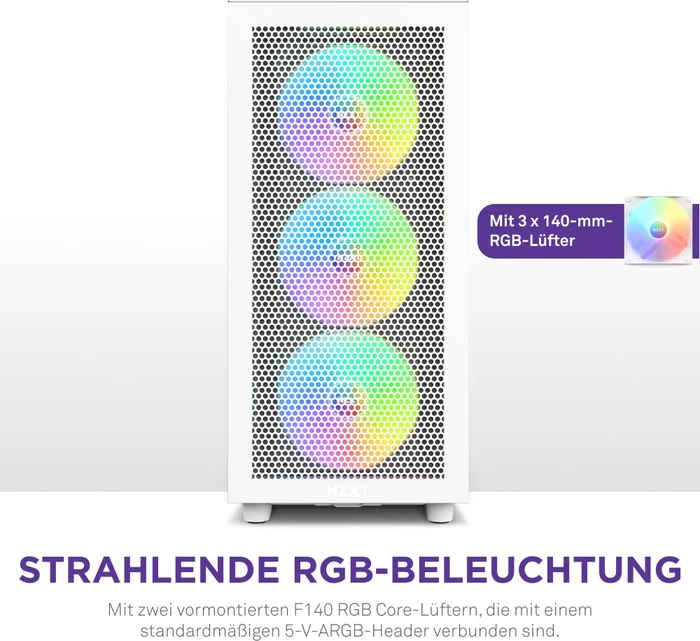 NZXT H7 Flow RGB White, weiß, Glasfenster