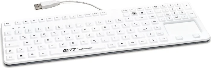 GETT KG26220 GCQ CleanType Prime Panel Plus mit Touchpad, medizinische Einbau-Silikontastatur, weiß, USB, DE