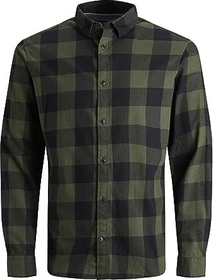 Jack & Jones Slim Fit Karo Hemd langarm dusty olive (Herren)