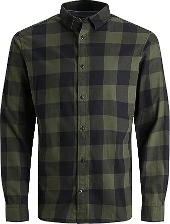 Jack & Jones Slim Fit Karo Hemd langarm dusty olive (Herren)
