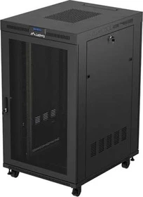 Lanberg 19" Rackschrank 27HE, LCD, freistehend, Flat Pack, V2, Gitternetztür, IP20, RAL 9004, 1000mm tief
