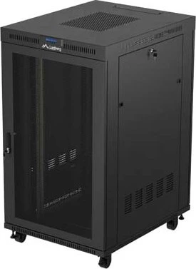 Lanberg 19" Rackschrank 27HE, LCD, freistehend, Flat Pack, V2, Gitternetztür, IP20, RAL 9004, 1000mm tief