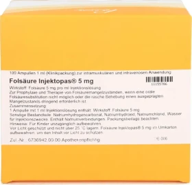 Folsäure Injektopas 5mg Injektionslösung, 100ml (100x 1ml)