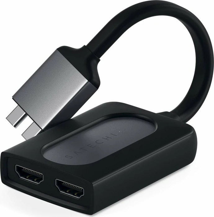 Satechi 4K 60Hz 2x USB-C auf Dual HDMI Adapter, space gray