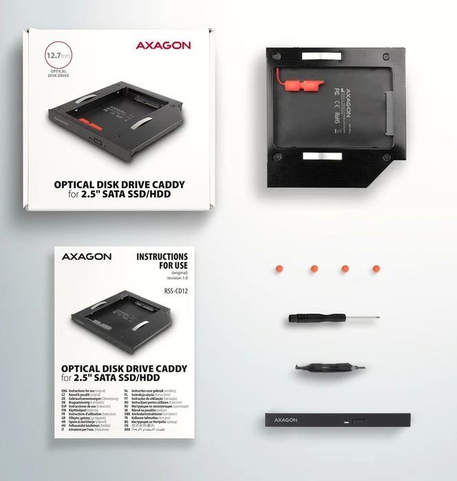 Axagon 2.5" auf 5.25" SlimLine, 12.7mm Bauhöhe, Einschubadapter