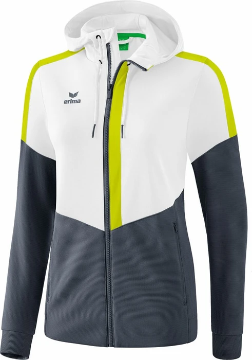 Erima Squad mit Kapuze Trainingsjacke white/slate grey/bio lime (Damen)