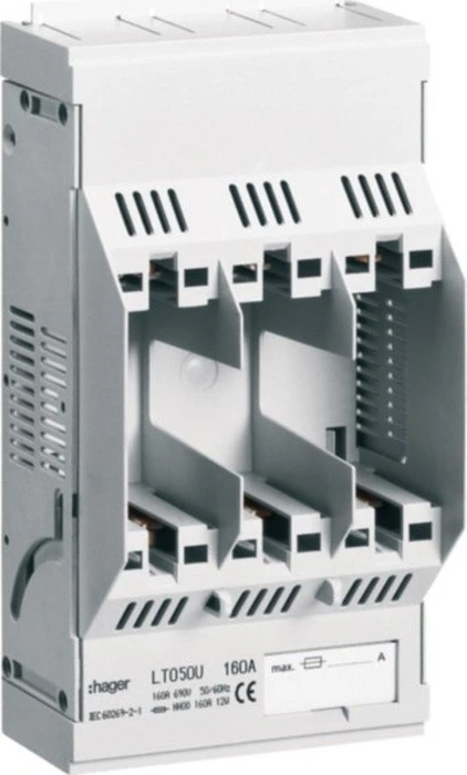 Hager Sicherungsunterteil NH00 3x160A Aufbau Zu + Ab: Rahmenklemme 70 mm²
